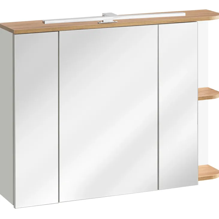 Specchio mobile contenitore 94x72cm 3 ante bianco rovere Dual