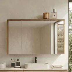 Specchio mobile contenitore 100x75cm 3 ante rovere Stony