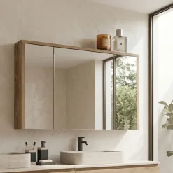 Specchio mobile contenitore 100x75cm 3 ante rovere Stony