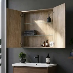 Specchio mobile contenitore 80x65cm grigio Serif
