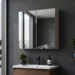 Specchio mobile contenitore 80x65cm grigio Serif