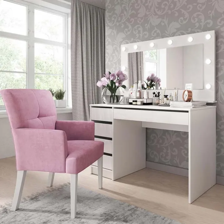 Specchio 120x67cm da parete per scrivania bianco opaco Eliana