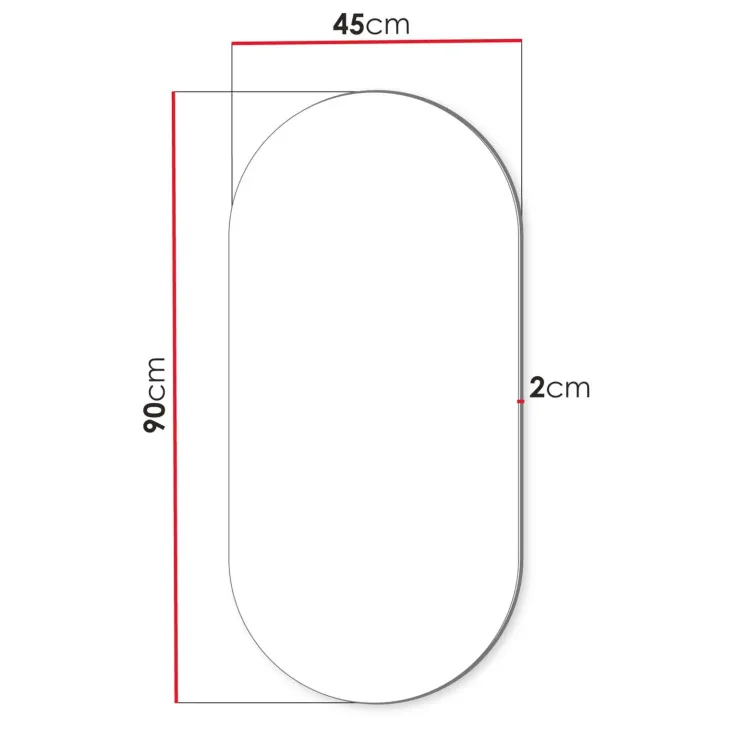 Specchio 45x90h cm ovale da parete Rita