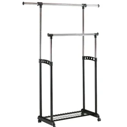 Stand appendiabiti 90-142x97-170h cm allungabile con ruote nero Bonney