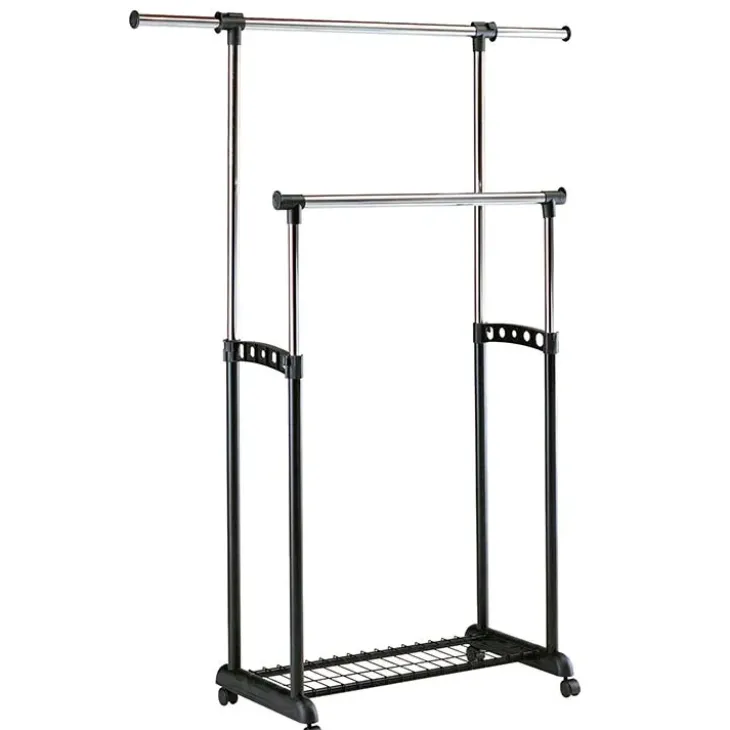 Stand appendiabiti 90-142x97-170h cm allungabile con ruote nero Bonney