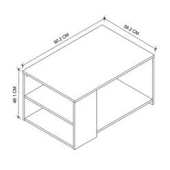 Tavolino da salotto con ripiani 90x59cm antracite rovere rustico Luzon