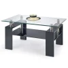Tavolino da salotto con ripiano 110x60cm nero vetro acciaio Nigel