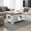 Tavolino da salotto contenitore 100x50cm con piano elevabile bianco Charlotte