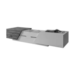 Tavolino da salotto contenitore 124x60cm apribile rovere antracite Modesta