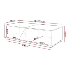 Tavolino da salotto contenitore 124x60cm apribile rovere antracite Modesta