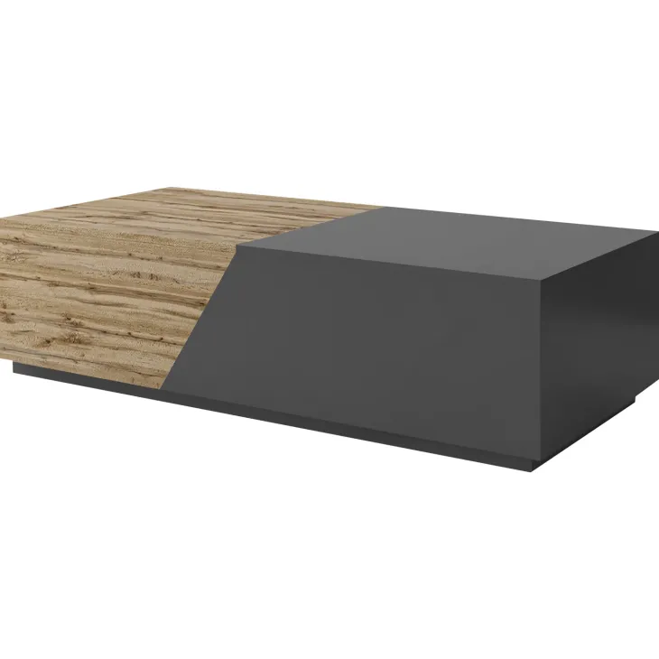 Tavolino da salotto contenitore 124x60cm apribile rovere antracite Modesta