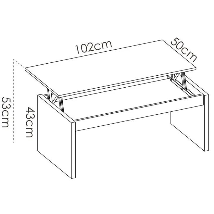 Tavolino da salotto contenitore 102x50cm elevabile moderno rovere Paris