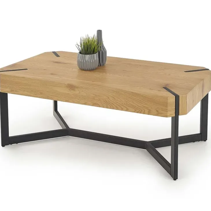 Tavolino da salotto design 110x60cm rovere dorato nero Murray