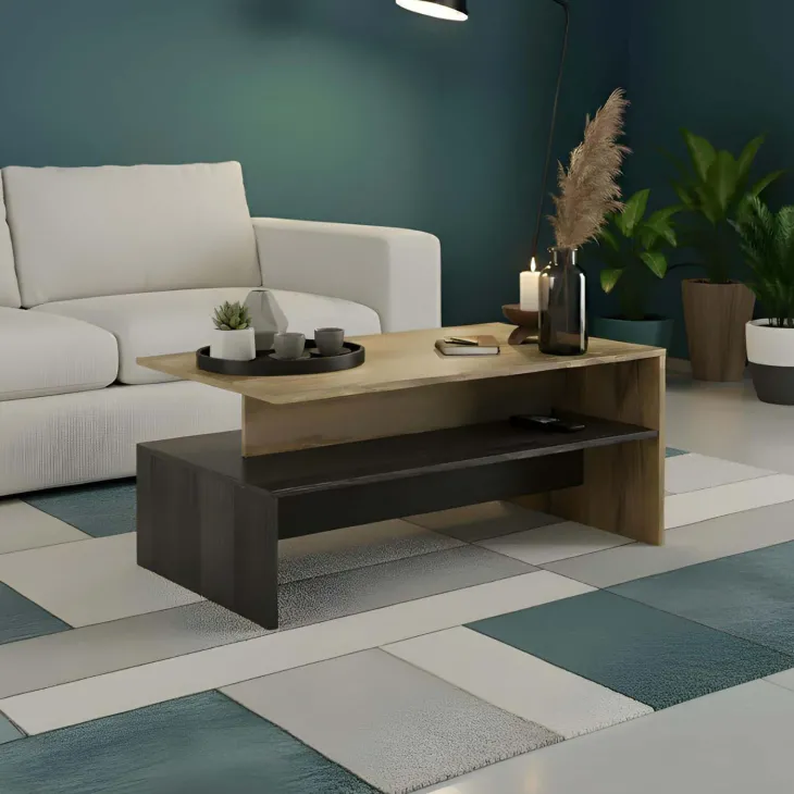 Tavolino da salotto design 100x60cm noce antico nero frassinato Emotion Gihome®