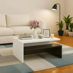 Tavolino da salotto design 100x60cm bianco e nero Emotion Gihome®