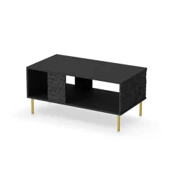 Tavolino da salotto moderno 92x50cm nero oro Osaka