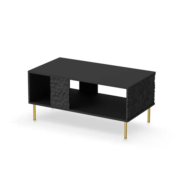 Tavolino da salotto moderno 92x50cm nero oro Osaka