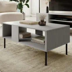 Tavolino da salotto moderno 110x60cm grigio chiaro nero Cadice