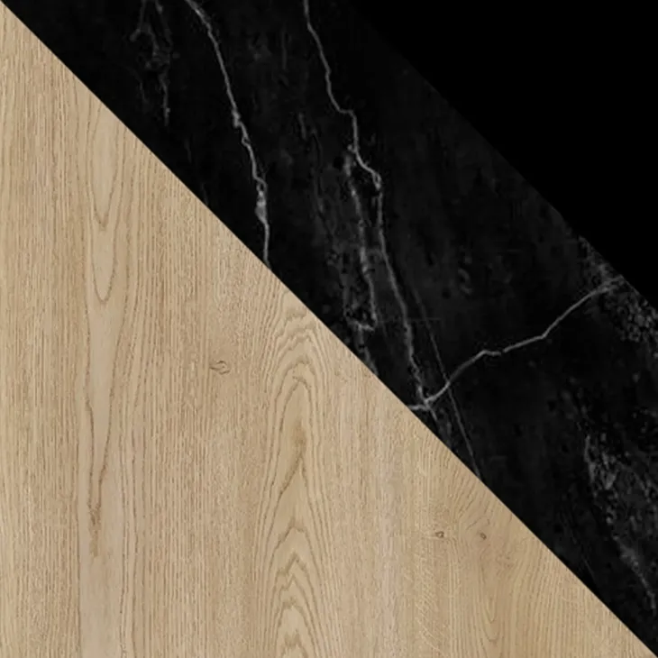 Tavolino da salotto ovale 100x52cm rovere effetto marmo nero Roundi