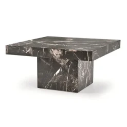 Tavolino da salotto quadrato 80x80cm effetto marmo nero Galassia