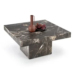 Tavolino da salotto quadrato 80x80cm effetto marmo nero Galassia