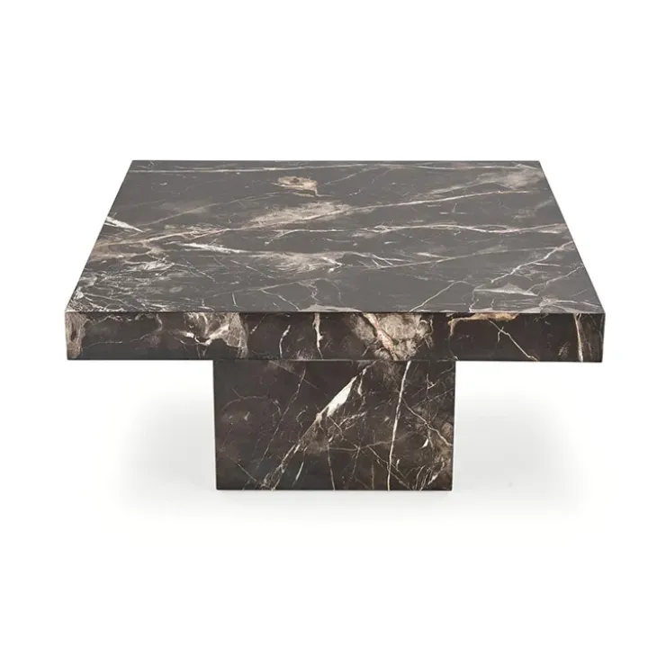 Tavolino da salotto quadrato 80x80cm effetto marmo nero Galassia