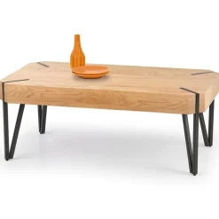 Tavolino da salotto rettangolare 110x60cm rovere miele nero Laval