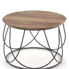 Tavolino da salotto rotondo moderno design 60x60cm noce nero Silver