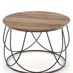 Tavolino da salotto rotondo moderno design 60x60cm noce nero Silver