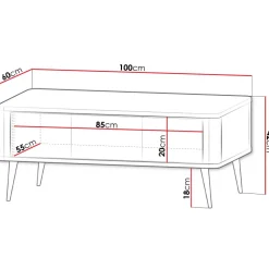 Tavolino da salotto 100x60cm 1 anta a ribalta beige cashmere noce Arden
