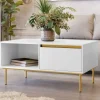 Tavolino da salotto 100x60cm 1 anta bianco oro Praga