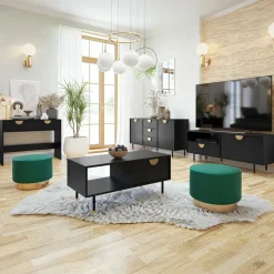 Tavolino da salotto 100x45cm 1 anta moderno nero Oriana