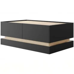 Tavolino da salotto 97x60cm 4 ante a ribalta nero rovere Rhea