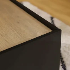 Tavolino da salotto 97x60cm 4 ante a ribalta nero rovere Rhea