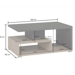 Tavolino da salotto 100x60cm beige grigio Matt