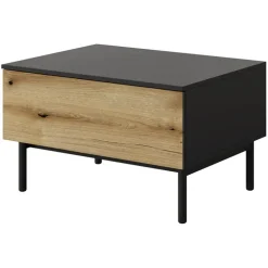 Tavolino da salotto 80x60cm 1 cassetto nero opaco rovere Amel