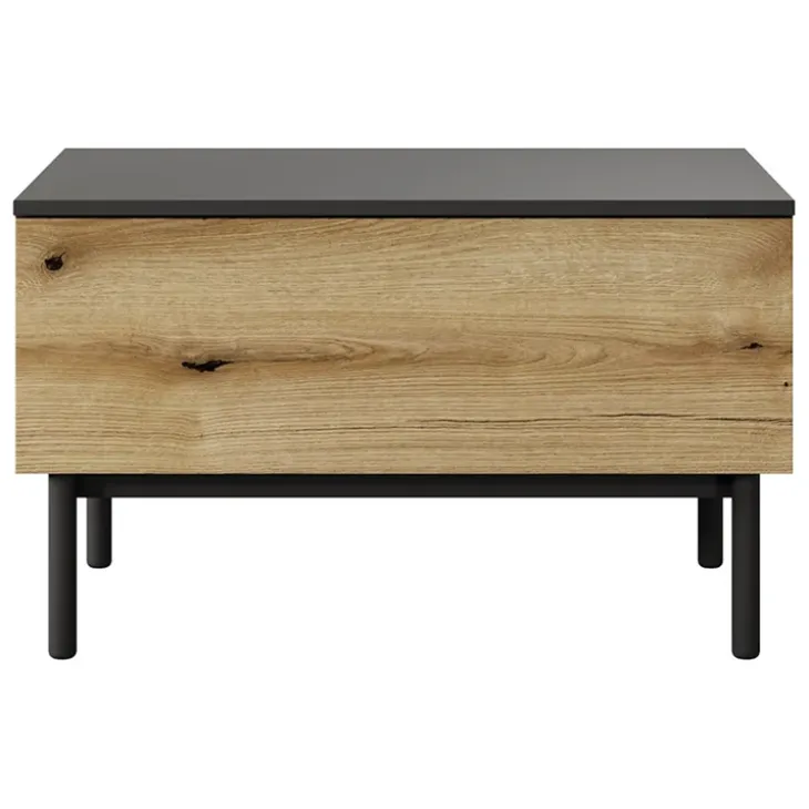 Tavolino da salotto 80x60cm 1 cassetto nero opaco rovere Amel