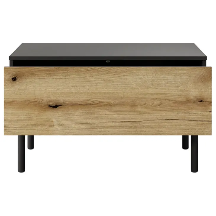Tavolino da salotto 80x60cm 1 cassetto nero opaco rovere Amel