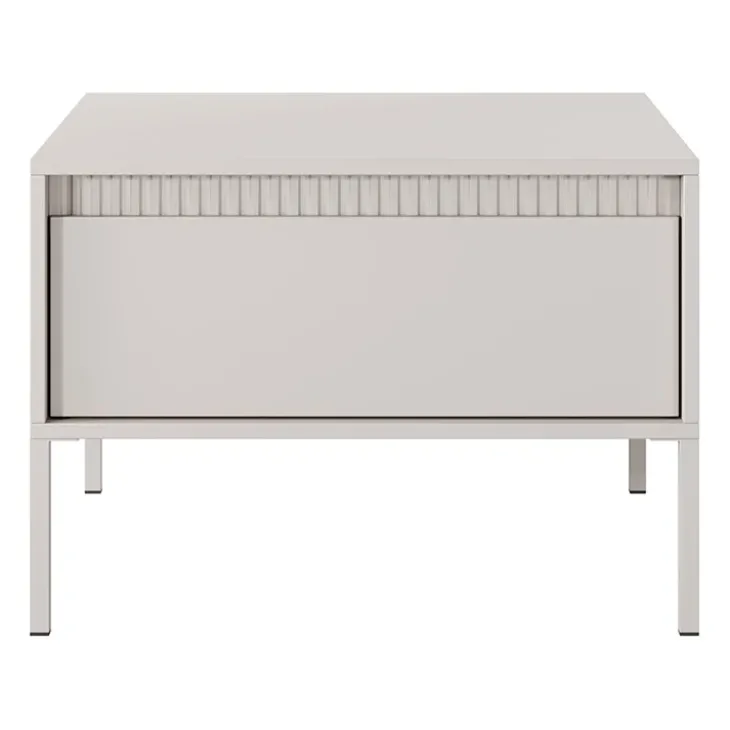 Tavolino da salotto 68x48cm 1 cassetto beige cannettato Ciar