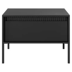 Tavolino da salotto 68x48cm 1 cassetto nero opaco cannettato Ciar
