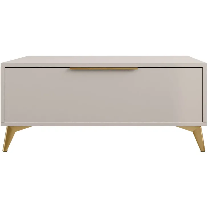 Tavolino da salotto 104x75cm 2 cassetti a frontale unico beige Miriam
