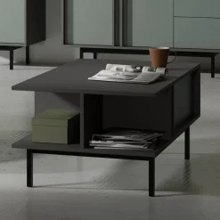 Tavolino da salotto 93x60cm 1 cassetto antracite verde Essenzia