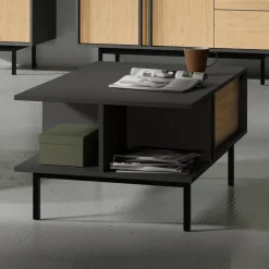 Tavolino da salotto 93x60cm 1 cassetto antracite rovere Essenzia