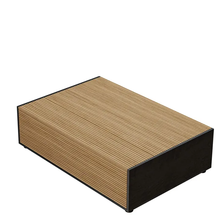 Tavolino da salotto 110x77 cm 2 cassetti con design cannettato rovere nero frassinato Norcia