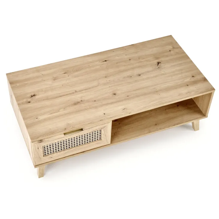 Tavolino da salotto 120x60cm 1 cassetto 1 vano a giorno moderno rovere Sombra