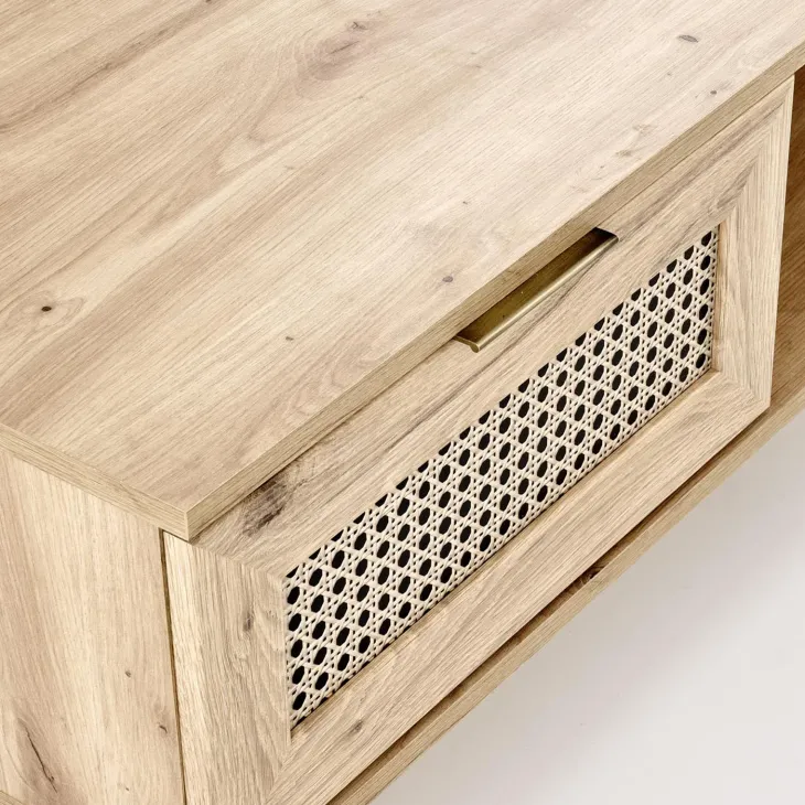 Tavolino da salotto 120x60cm 1 cassetto 1 vano a giorno moderno rovere Sombra