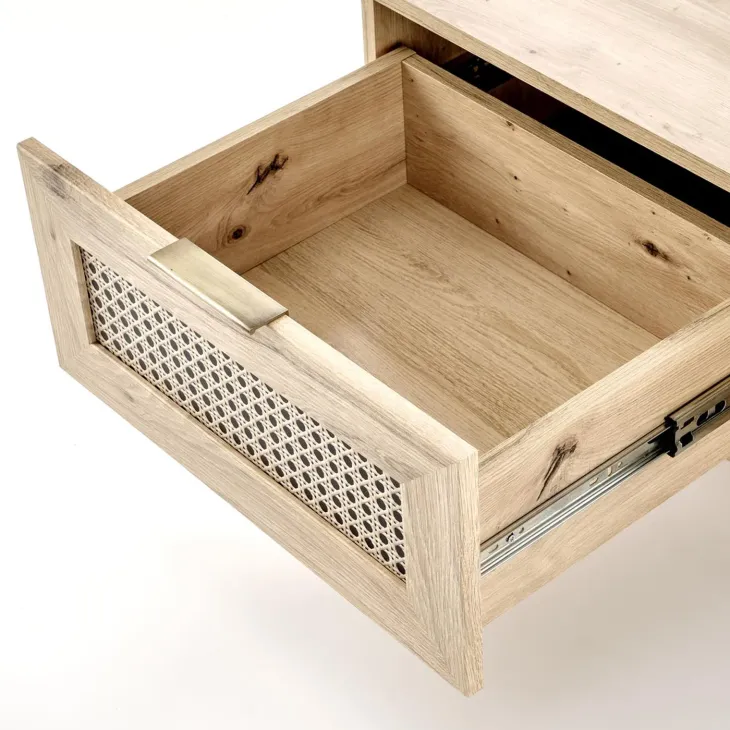 Tavolino da salotto 120x60cm 1 cassetto 1 vano a giorno moderno rovere Sombra