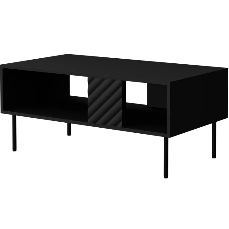 Tavolino da salotto 100x55cm con frontali decorati nero Daniele