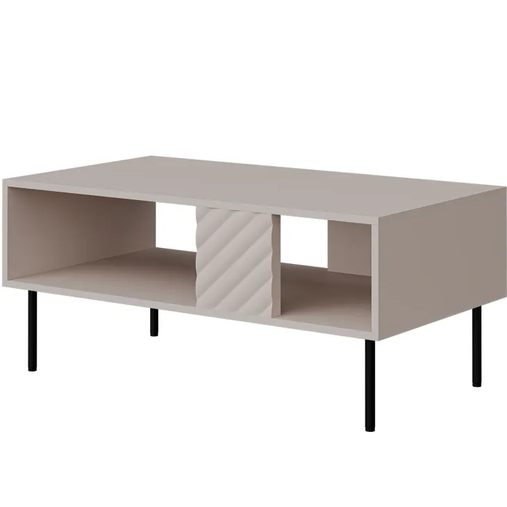 Tavolino da salotto 100x55cm con frontali decorati beige Daniele