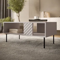 Tavolino da salotto 100x55cm con frontali decorati beige Daniele